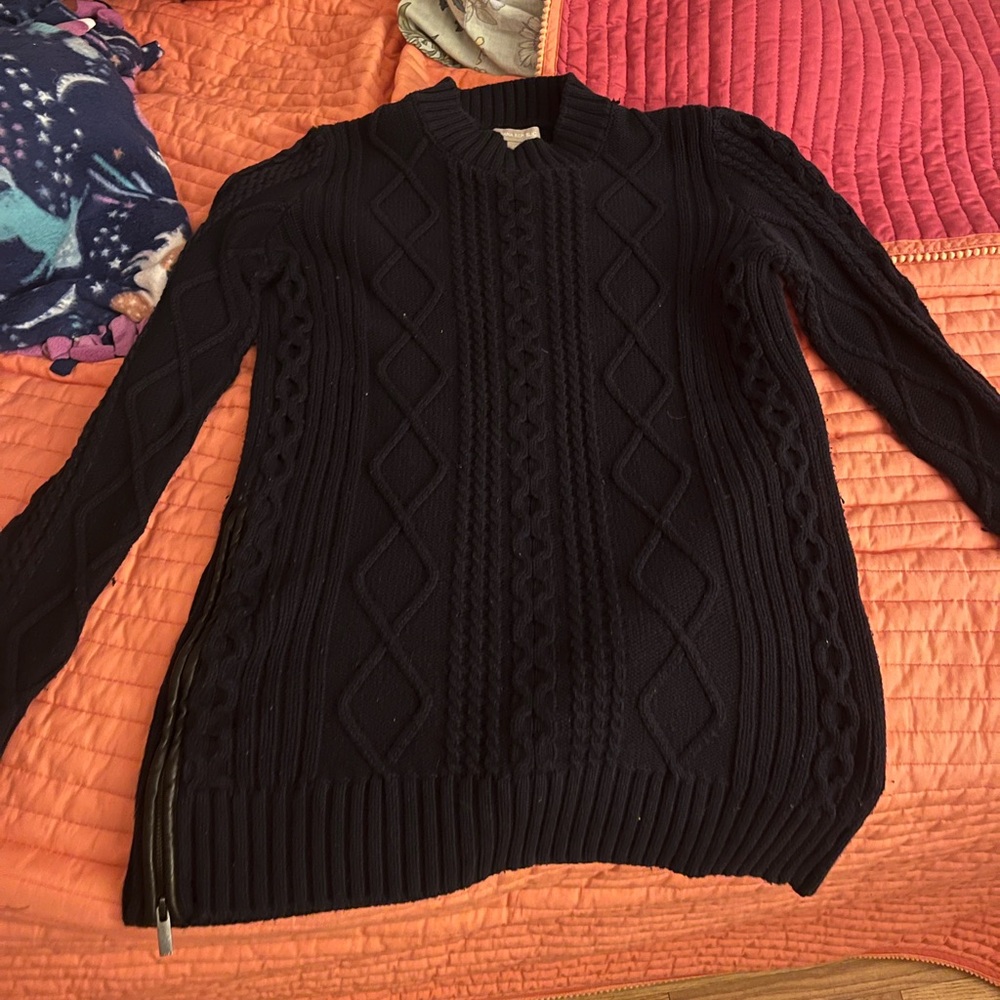 navy banana republic sweater with side zipper
